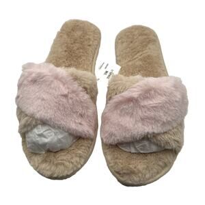 L Space Women’s Soft House Cloud Slippers Pink And Cream MSRP $59 Size M/L NWT